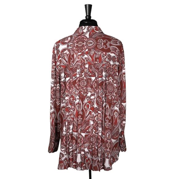 Chico's Women's Shirt Button Up Multicolor Paisley Pleated Tunic Top 4 XXL/20 - Picture 2 of 9